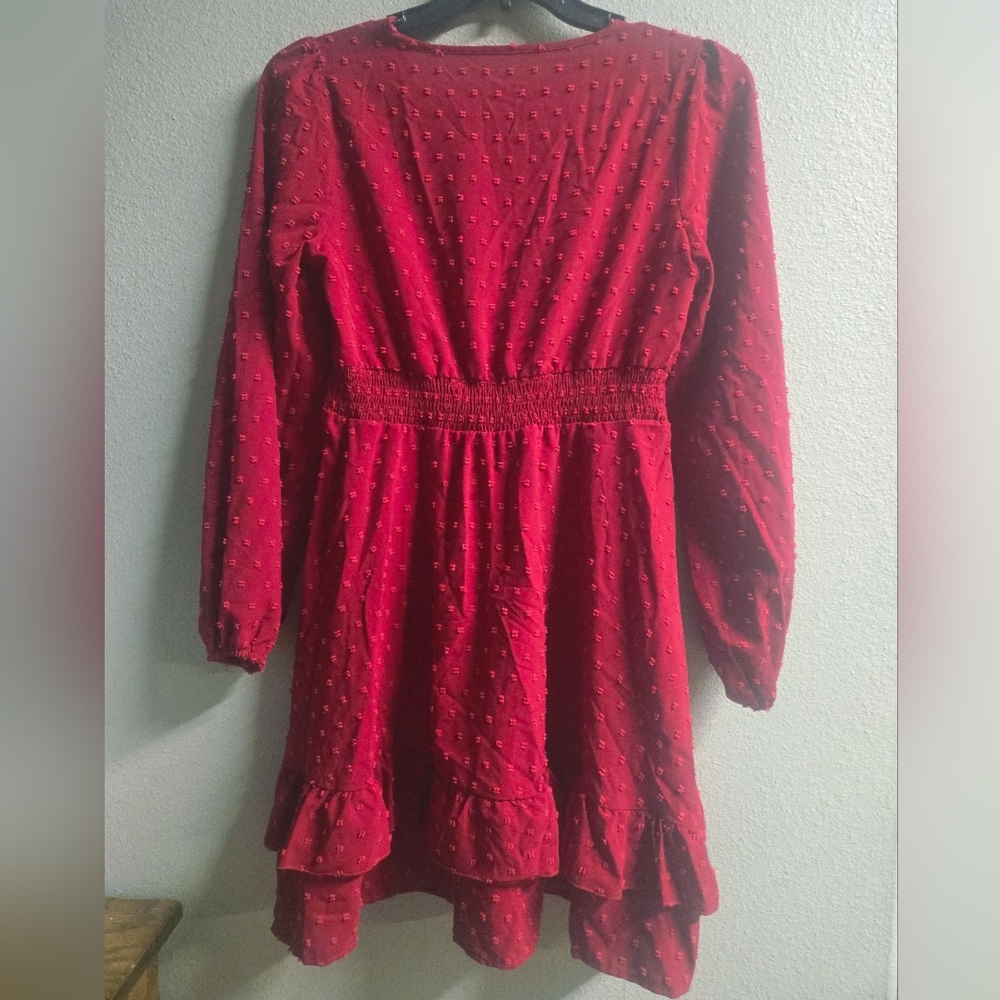 NWOT! Burgundy Long Sleeve Mini Dress - Picture 5 of 6